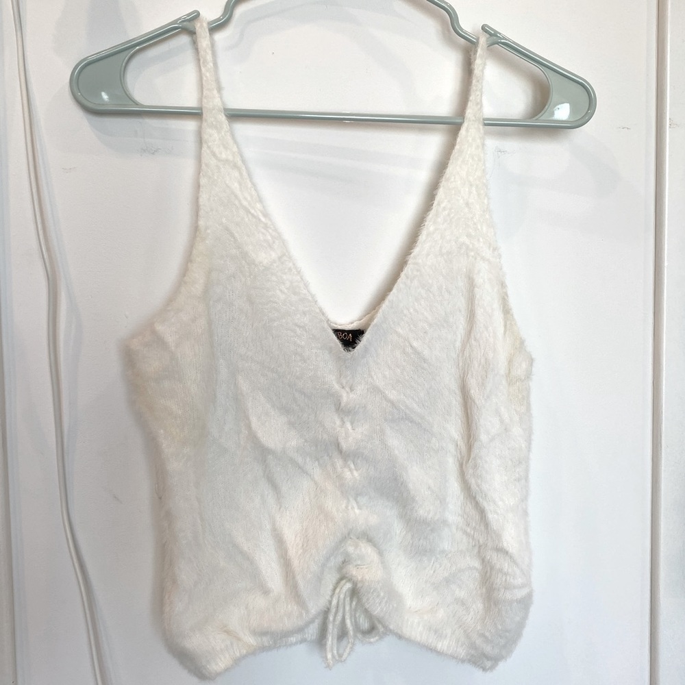 Balboa Soft White Crop Top with Tie